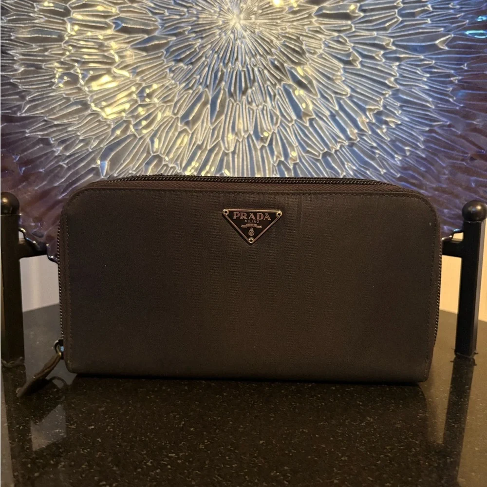 Prada EUC Black Nylon Long Zip Wallet - Picture 1 of 5